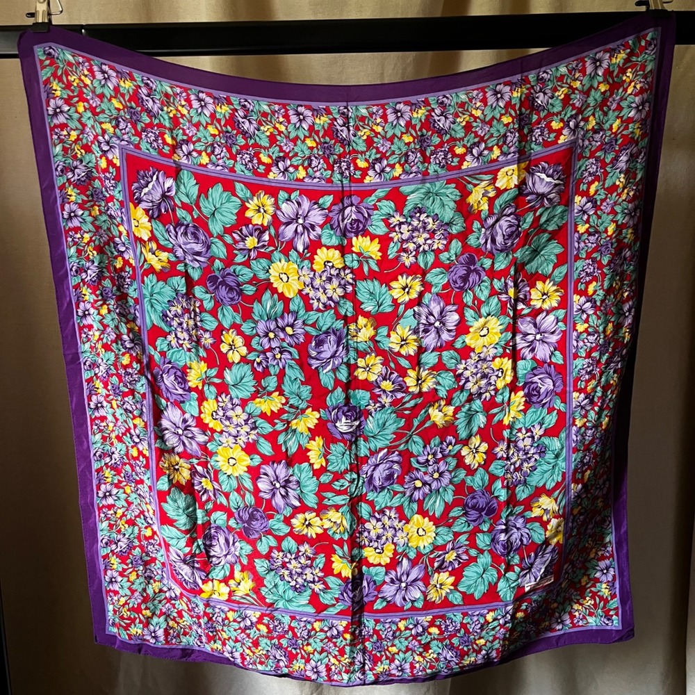 Vintage Silk Scarf Lot Talbots Jones New York Floral Paisley Italy 4 Pc - Picture 5 of 8